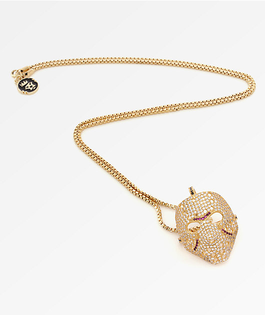 King Ice Hockey Mask 20" Gold Necklace